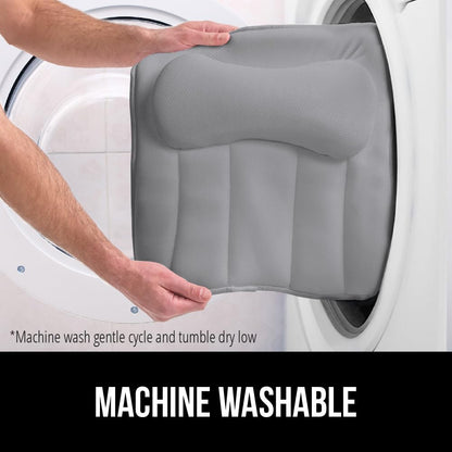 GORILLA GRIP Bath Pillow for Tub, 6 Strong Suction Cups, 4D Mesh FlexComfort Headrest for Neck, Head and Back Support, Luxury Machine Washable Pillows, Bathtub Accessories, Spa Gifts for Women, White