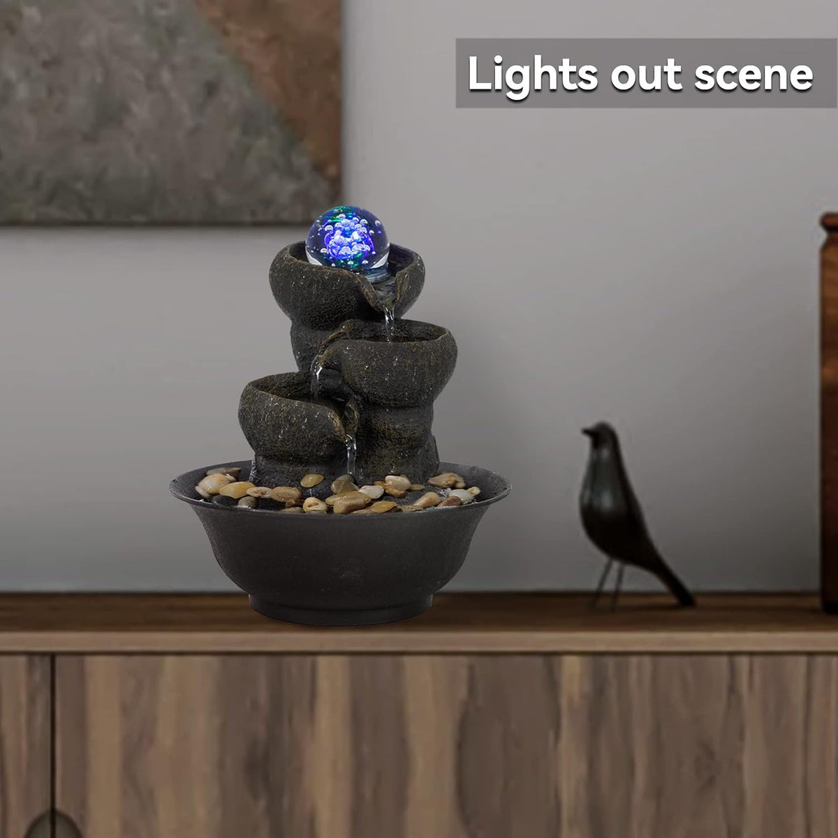 Ferrisland Indoor with LED Lights, Desktop Waterfall Fountain