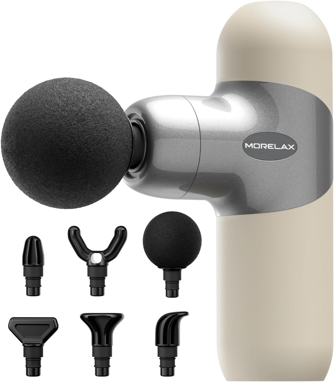 Morelax Mini Massage Gun, Percussion Muscle Massager for Back Pain Relief, Compact Sports Travel Massage Gun with 6 Massage Heads 4 Speeds, Gift for Her, Home, Athletes