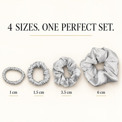 Silk Scrunchies for Hair 100% Mulberry Silk Hair Ties 3 Pack(Black, Navy Blue, Emerald)