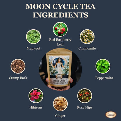 Birth Song Botanicals Organic Moon Cycle Menstrual Tea for Women, Herbal Period Cramp & PMS Relief, Hormone Balance, Bloat & Cycle Support Raspberry Leaf, Mugwort & Chamomile 30 Servings