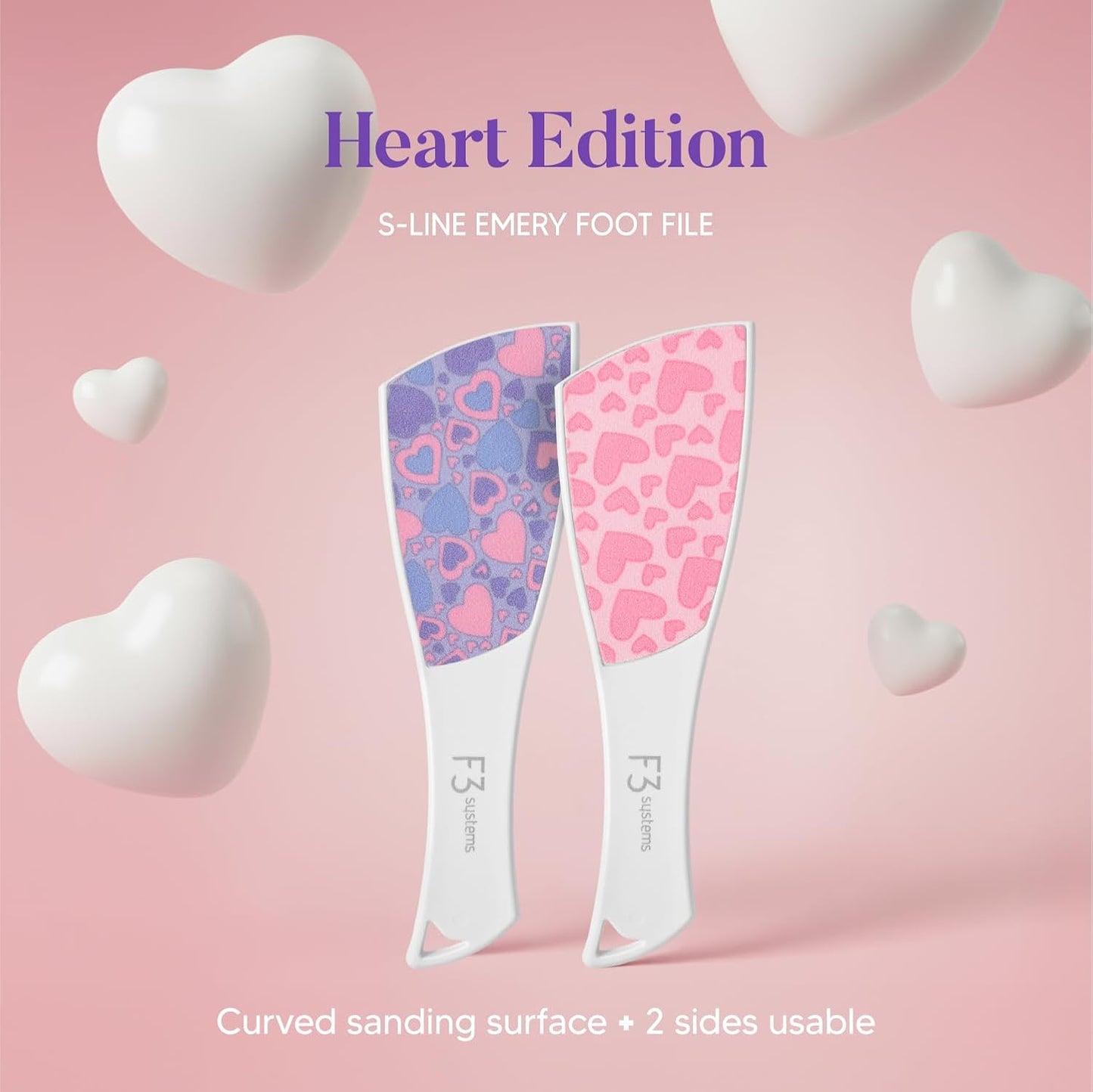S-Line Emery Foot File, Colossal Double-Sided Pedicure Tool, Effective for Cracked Heel, Ergonomic Design for Easy Grip (White)