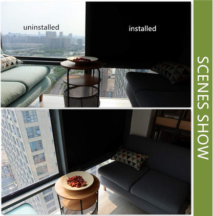 VELIMAX Static Cling Total Blackout Window Film Privacy Room Darkening Window Tint Black Window Cover 100% Light Blocking No Glue (17.7 x 78.7 inches)