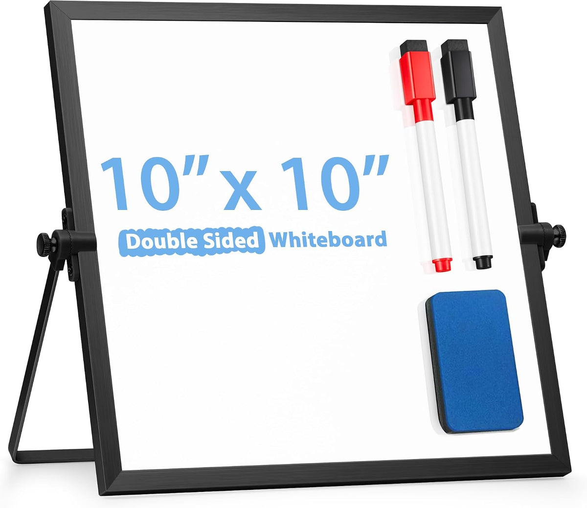 ARCOBIS Dry Erase White Board with Stand, 12" x 16" Weekly Double-Sided Desktop Whiteboard 10 Markers, 4 Magnets, 1 Eraser, Portable Magnetic Dry Erase Calendar for Planning, to Do List, Memo, School