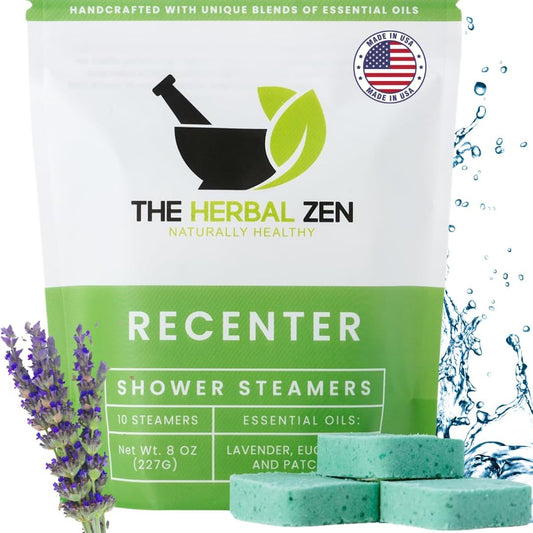 The Herbal Zen Recenter Shower Steamers Aromatherapy Relief - 10 Pack