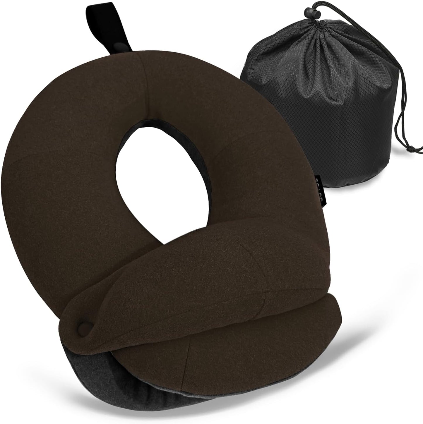 BUYUE Travel Neck Pillows for Airplanes, Memory Foam 360° Head Support Sleep for Long Flight, Skin-Friendly & Breathable, Kit with Eye Mask, Earplugs and Storage Bag (Adult, Grey, 90+ lbs)