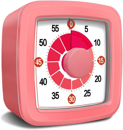 Visual Timer for Kids, 60-Minute Countdown Timer for Classroom Office Kitchen, Pomodoro Timer with Silent Operation，Time Management Tools with Colorful Pattern(White)