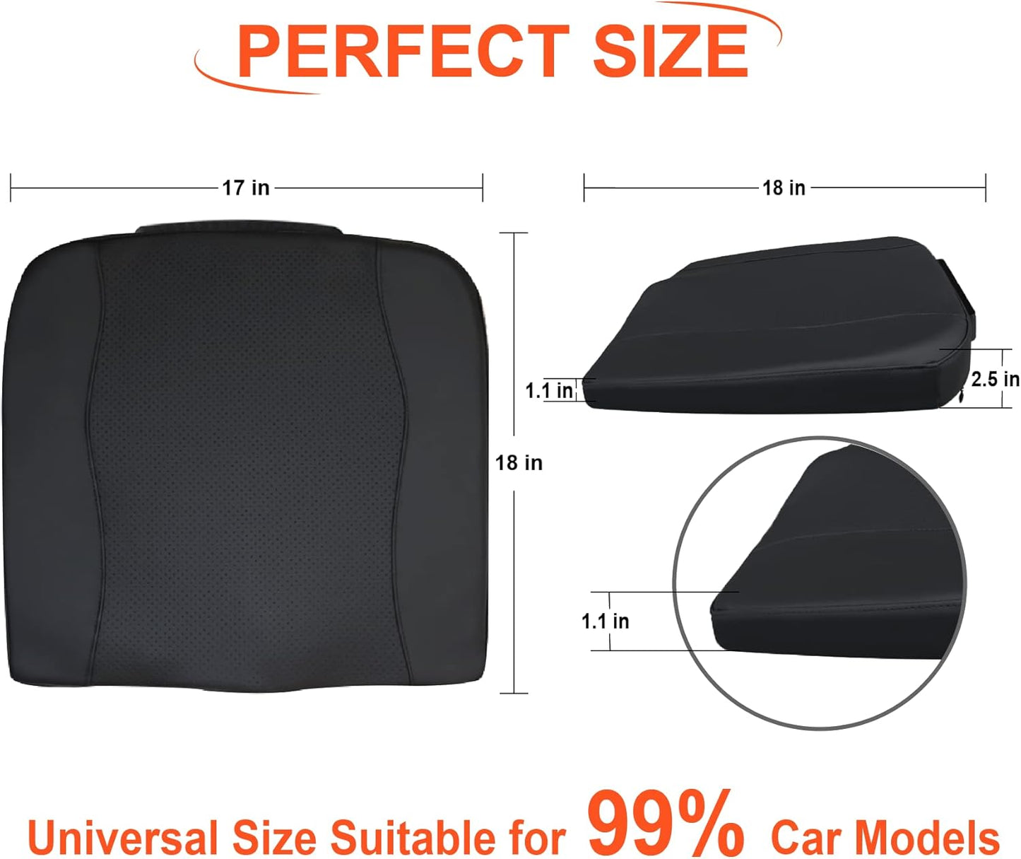 Lofty Aim Car Seat Cushion, Comfort Memory Foam Car Cushions for Driving - Sciatica & Lower Back Pain Relief, Driver Seat Pillow for Auto, Office Chair, Wheelchair - Black