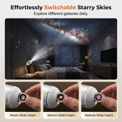 2-in-1 Galaxy Projector Night Light, USB Starry Sky Night Light Projector, Mini LED Projection Lamp for Bedroom Ceiling Wall Room Decor (24 Projection Films)