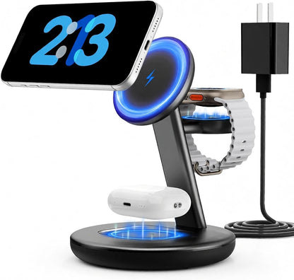 3 in 1 Magnetic Wireless Charger Stand for iPhone Apple Watch AirPods