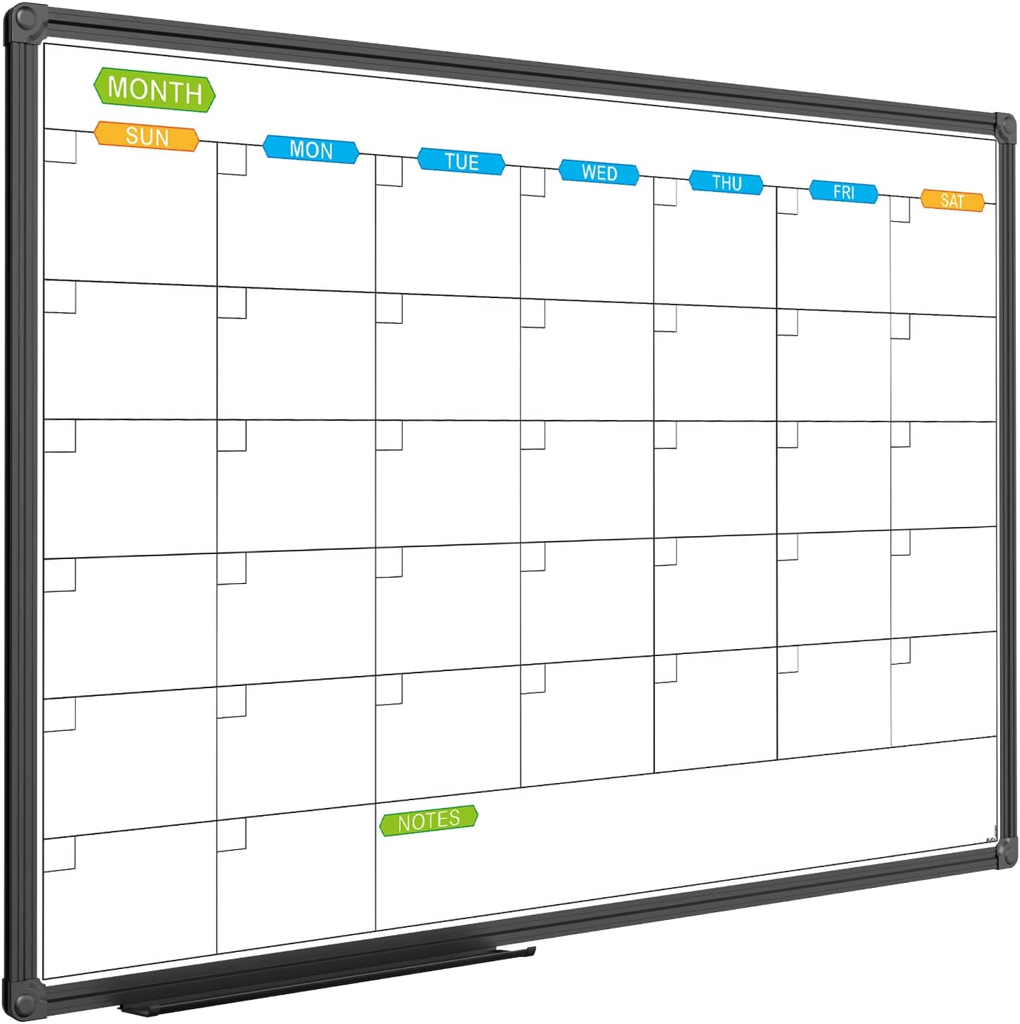 JILoffice Magnetic Dry Erase Calendar Whiteboard, 4 Month White Board Planner 36 X 24 Inch, Black Aluminum Frame Wall Mounted Board for Office Home and School