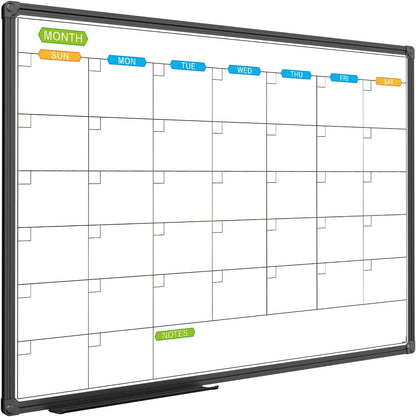 JILoffice Magnetic Dry Erase Calendar Whiteboard, 4 Month White Board Planner 36 X 24 Inch, Black Aluminum Frame Wall Mounted Board for Office Home and School