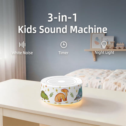 Kipcush White Noise Machine for Baby & Adults, 30 Soothing Sounds, Soft Non-Glare Nursery Lamp, 8 Color Night Lights, Memory Function (Angel V1 White, Standard)
