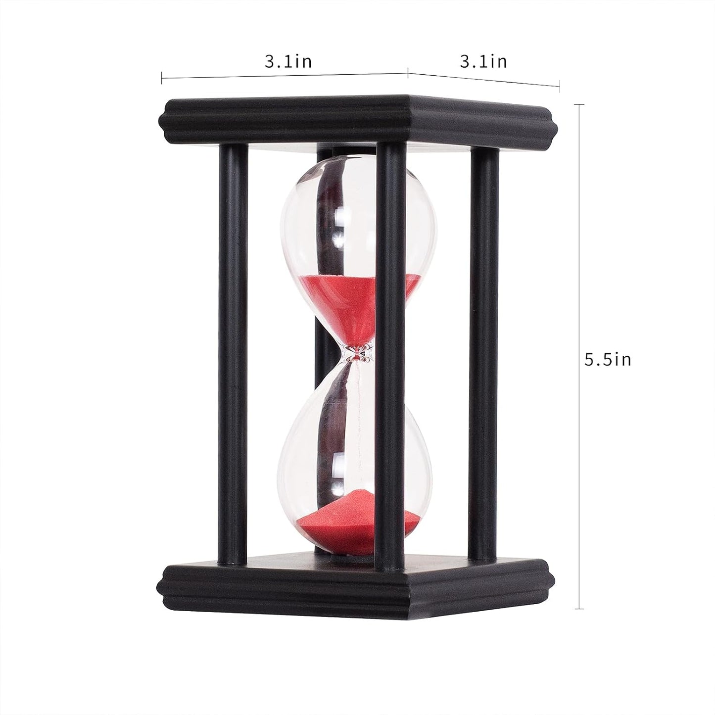 BELLAWARE Hourglass Timer with Red Sand, 60 Minute Wooden Sand Timer | Creative Handcraft Decoration