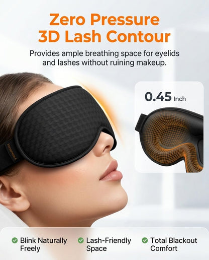 Blackout Weighted Eye Mask for Sleeping: 3D Contoured Gentle-Pressure Sleep Mask for Men & Women - Airplane Travel & Night Shift Essentials, Zero Eye Pressure, Breathable Blindfold, Black