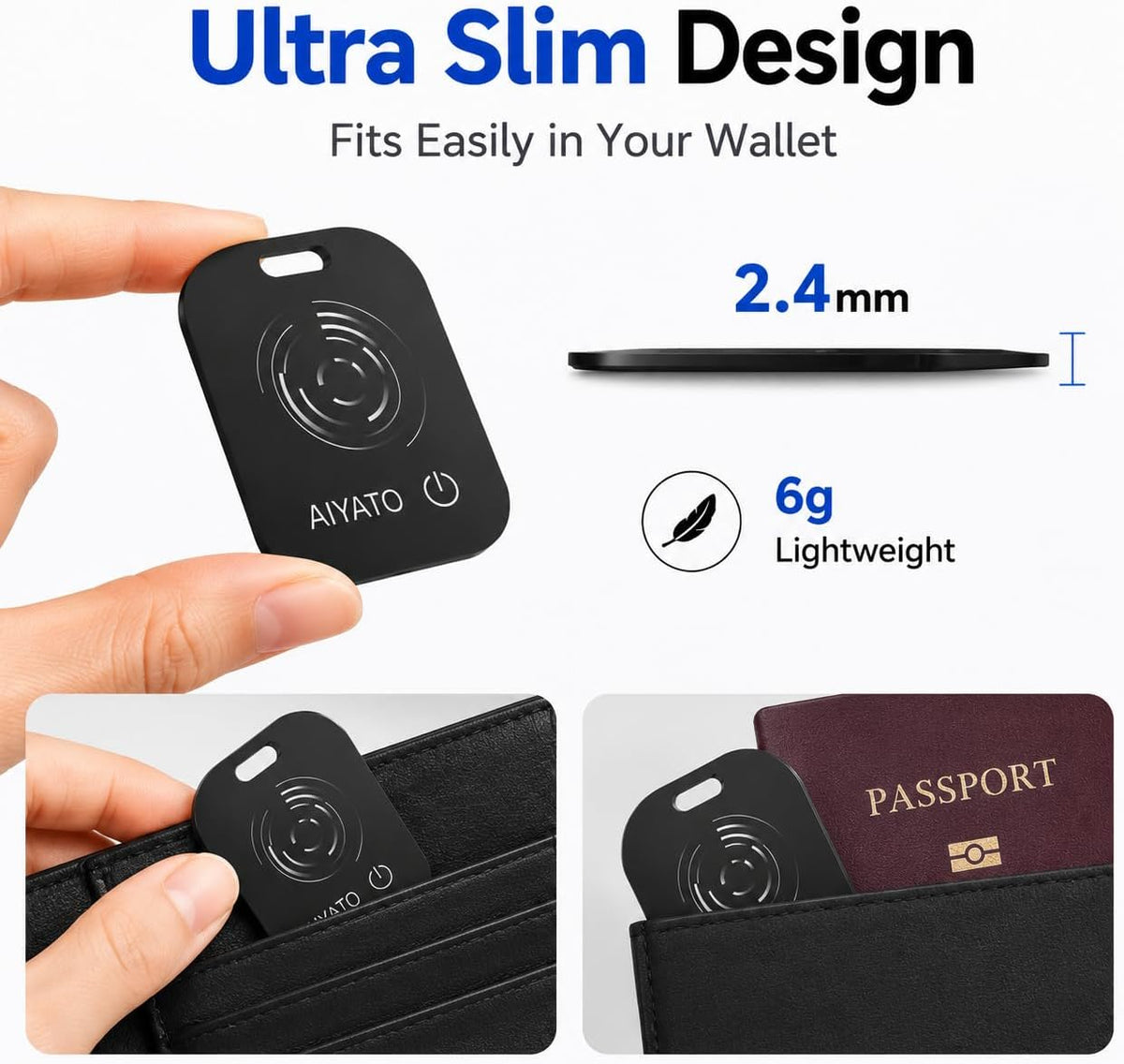 Mini Card Smart Finder, Wallet Tracker Card with Wireless Rechargeable Battery, Works with Apple Find My and Google Find Hub, Bluetooth Item Locator for Wallet, Purse, Keys, Luggage, iPhone & Android