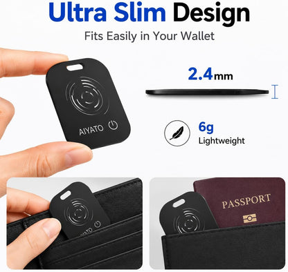 Mini Card Smart Finder, Wallet Tracker Card with Wireless Rechargeable Battery, Works with Apple Find My and Google Find Hub, Bluetooth Item Locator for Wallet, Purse, Keys, Luggage, iPhone & Android