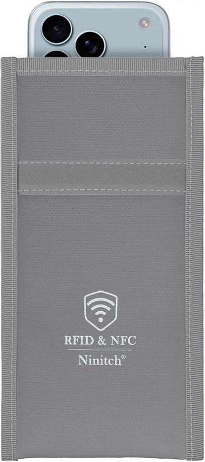 Faraday Bags for Phone Privacy & Security - Signal Blocking Pouch for GPS/WIFI/5G/RFID - Fireproof & Waterproof Anti-Drop Case for Travel & Data Protection Black