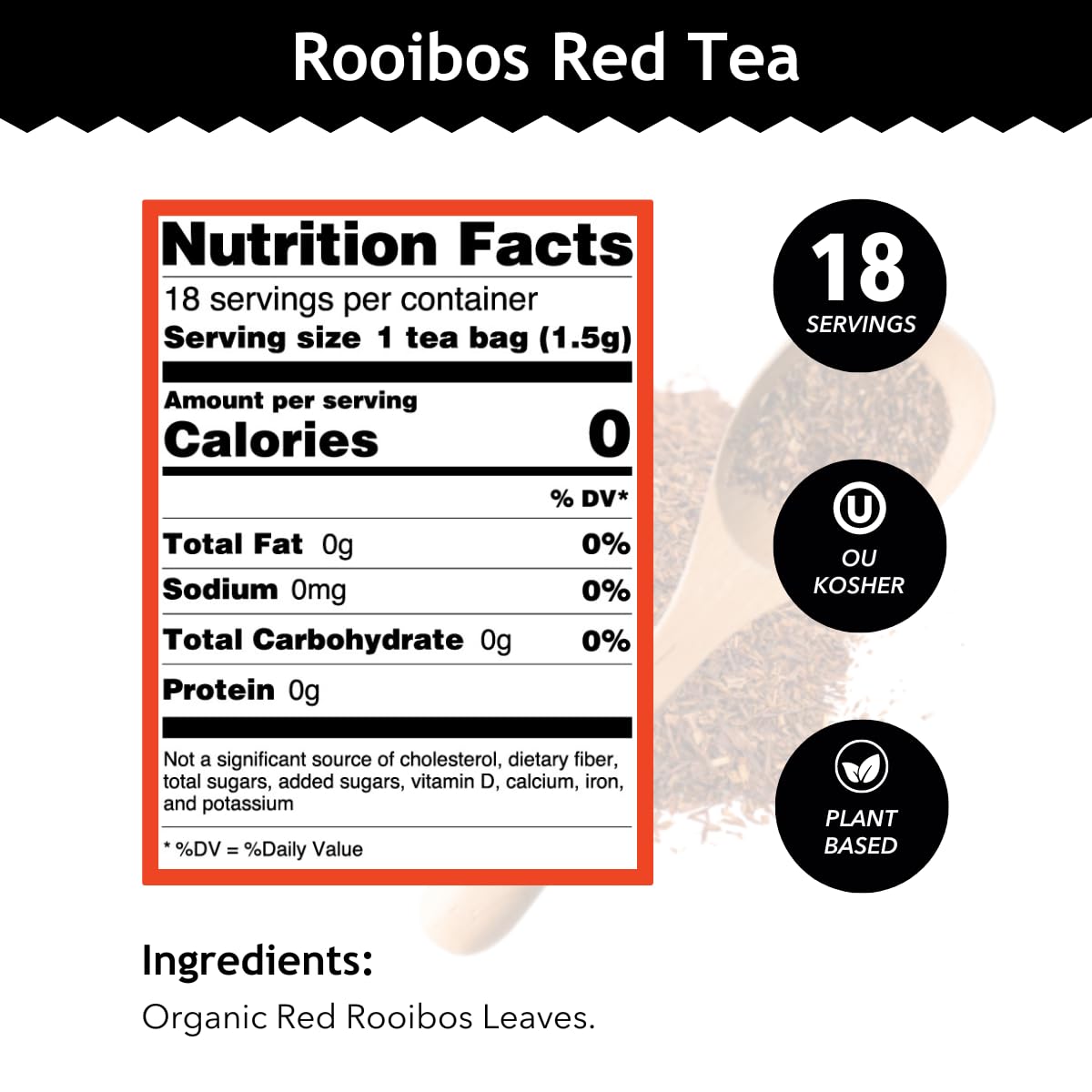 Buddha Teas - Rooibos Red Tea - Organic Herbal Tea - For Digestive Health - Rejuvenate & Support - Caffeine Free - 100% Kosher & Non-GMO - 18 Tea Bags (Pack of 1)
