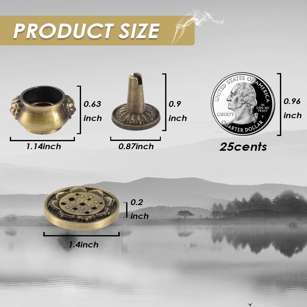 Incense Burner, Copper Incense Holder Cone Holder Gourd Incense Burner for Joss Stick, Tower Incense, Incense Coil (3 Styles)