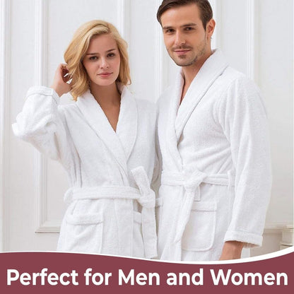 KAHAF COLLECTION Cotton Terry Robes for Women and Men, Terry Shawl Collar Bathrobe, ONE SIZE - UNISEX Men & Women Spa Robe