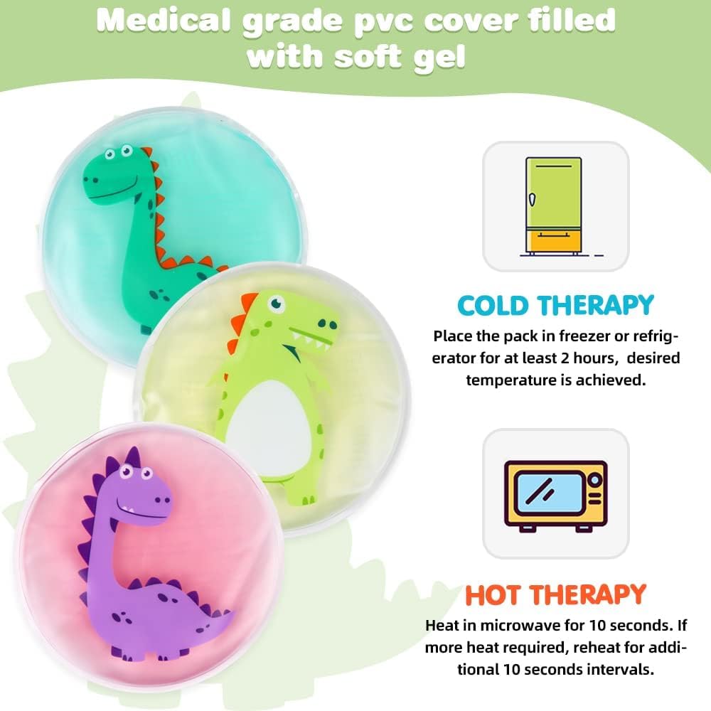 Hilph Kids Ice Packs for Boo Boos - FSA Eligible HSA, 3 Pack Gel Ice Packs for Toddlers & Children Injuries Reusable, Soft Small Hot & Cold Pack for Bumps, Bruises, Fever, Get Well Gifts