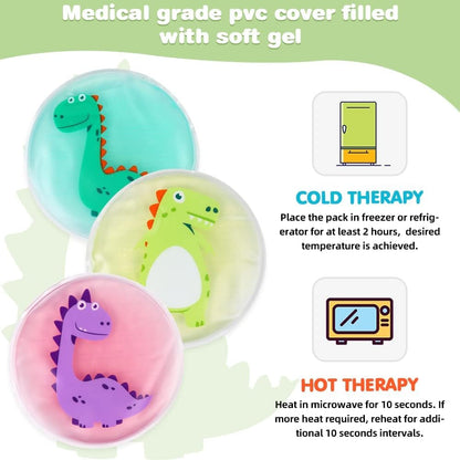 Hilph Kids Ice Packs for Boo Boos - FSA Eligible HSA, 3 Pack Gel Ice Packs for Toddlers & Children Injuries Reusable, Soft Small Hot & Cold Pack for Bumps, Bruises, Fever, Get Well Gifts