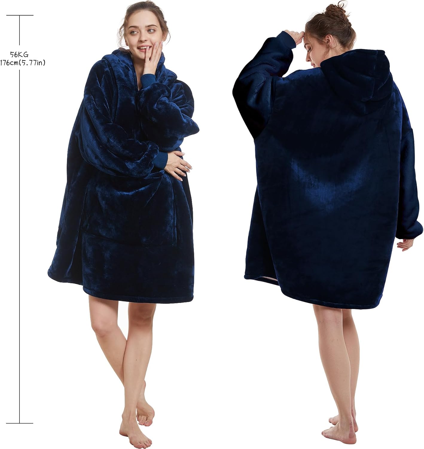 Aemilas Wearable Blanket Hoodie - Warm Sherpa Blanket Sweatshirt as Gifts for Adult Women Mom Men, One Size Fits All