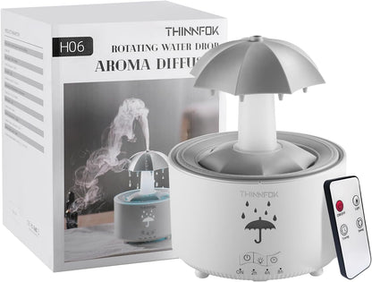 Humidifiers for Bedroom,Aromatherapy Essential Oils Diffuser | 7 Colors Breathing LED Light,Rotating Umbrella Rain Drops,12 hours of Continuous Mist, Ideal Holiday Gifts for Home Office
