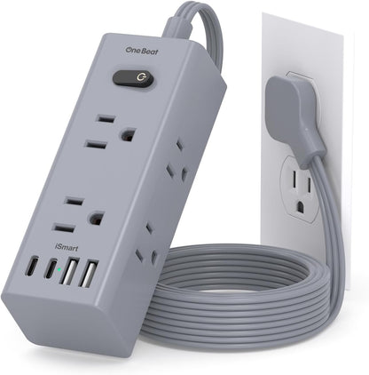 One Beat 10Ft Extension Cord with Multiple Outlets,Flat Plug Power Strip