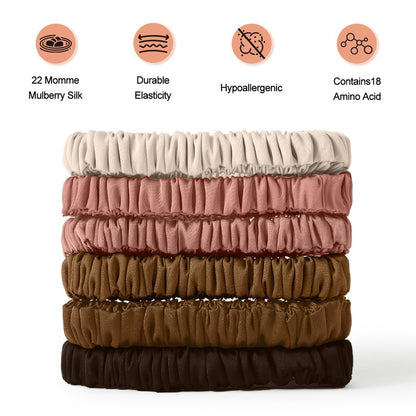 6PCS Silk Scrunchies for Hair, 100% Mulberry Silk Hair Ties, Scrunchies for Women Girls, Elastic Ponytail Holders No Damage