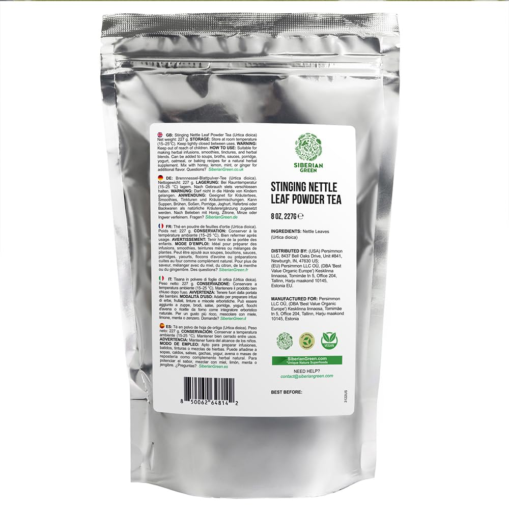 Siberian Green Stinging Nettle Leaf Pure Tea 8 oz (227g) Urtica Dioica Herbal Powder Smoothies Soup Drinks Food Baking