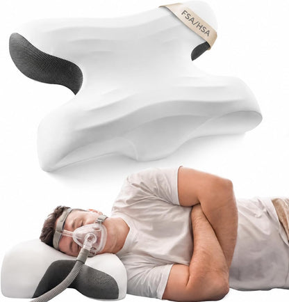Sleep Apnea Pillow for Cpap Users, Ergonomic Adjustable Memory Foam Cpap Pillows for Side and Back Sleepers, Reducing Air Leaks and Mask Pressure