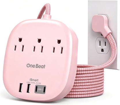 Travel Essentials, 22.5W/4.5A Flat Plug Power Strip, 6 Ft Extension Cord