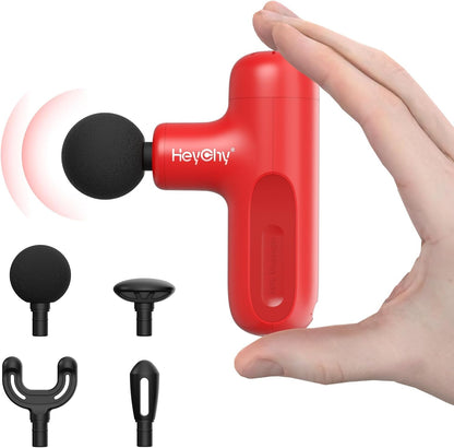 HEYCHY Super Mini Massage Gun Deep Tissue, Handheld Muscle Massager with 4 Heads, Percussion Travel Size Massager Gun FSA Eligible for Men Women Back Relief, Quiet for Home, Gym, Office, HSA, Black