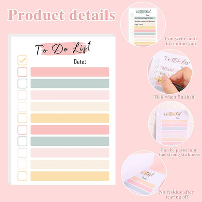 4 Pack to Do List Notepad, 4x6 Daily to Do List Sticky Notes