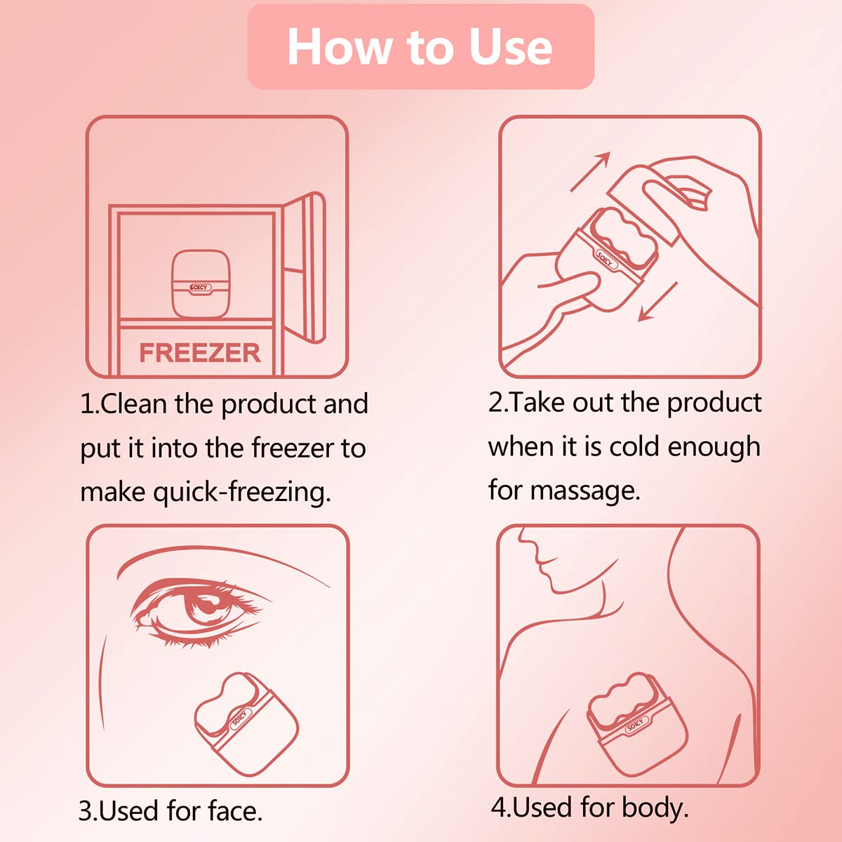 Ice Roller Double Ended, Ice Roller for Face & Eye Puffiness Relief, Ice Face Roller Massager for Migraine Pain, 2 in 1 Facial Ice Roller Skin Care Tool for Whole Body Minor Injury Cold Compress