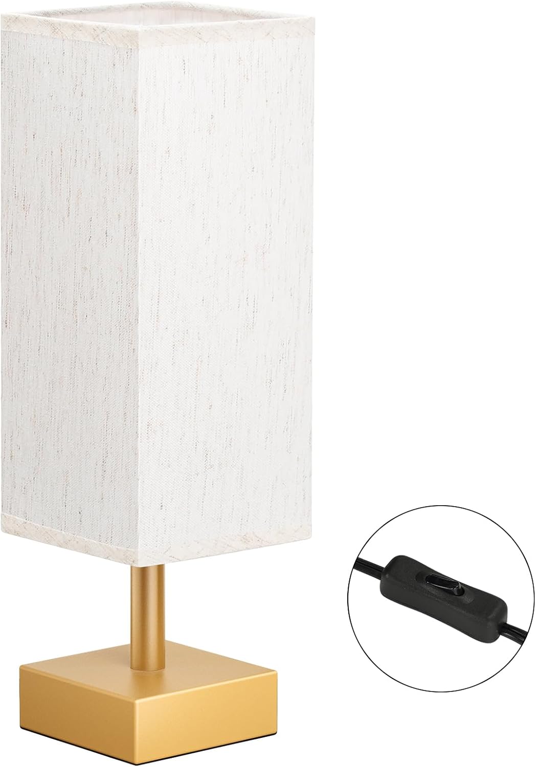 aooshine Small Table Lamp for Bedroom - Bedside Lamps for Nightstand, Minimalist Night Stand Light Lamp with Square Fabric Shade, Desk Reading Lamp for Kids Room Living Room Office Dorm