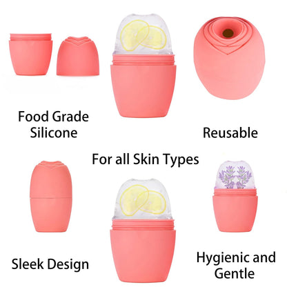 Evmliy 2Pack Ice Face Roller, Silicone Ice Roller for Face to Tighten and Lift Skin, for Face & Eye Puffiness Relief, Reusable Facial Mold for Neck to Enhance Natural Glow, Skin Care for Women Beauty