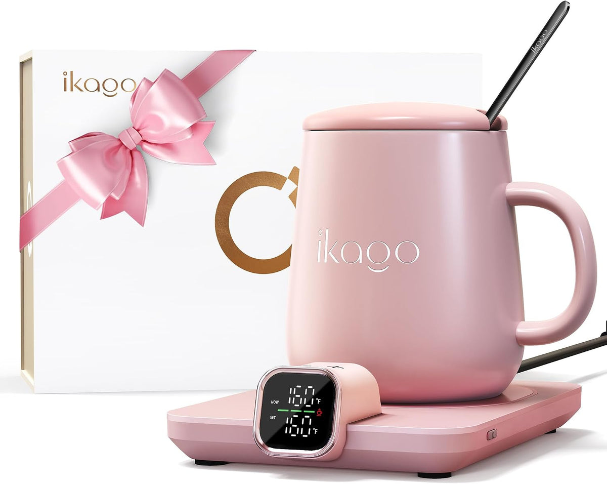 Coffee Cup Warmer & iKago Mug Set, 1℉ Precise Temp Control Mug Warmer