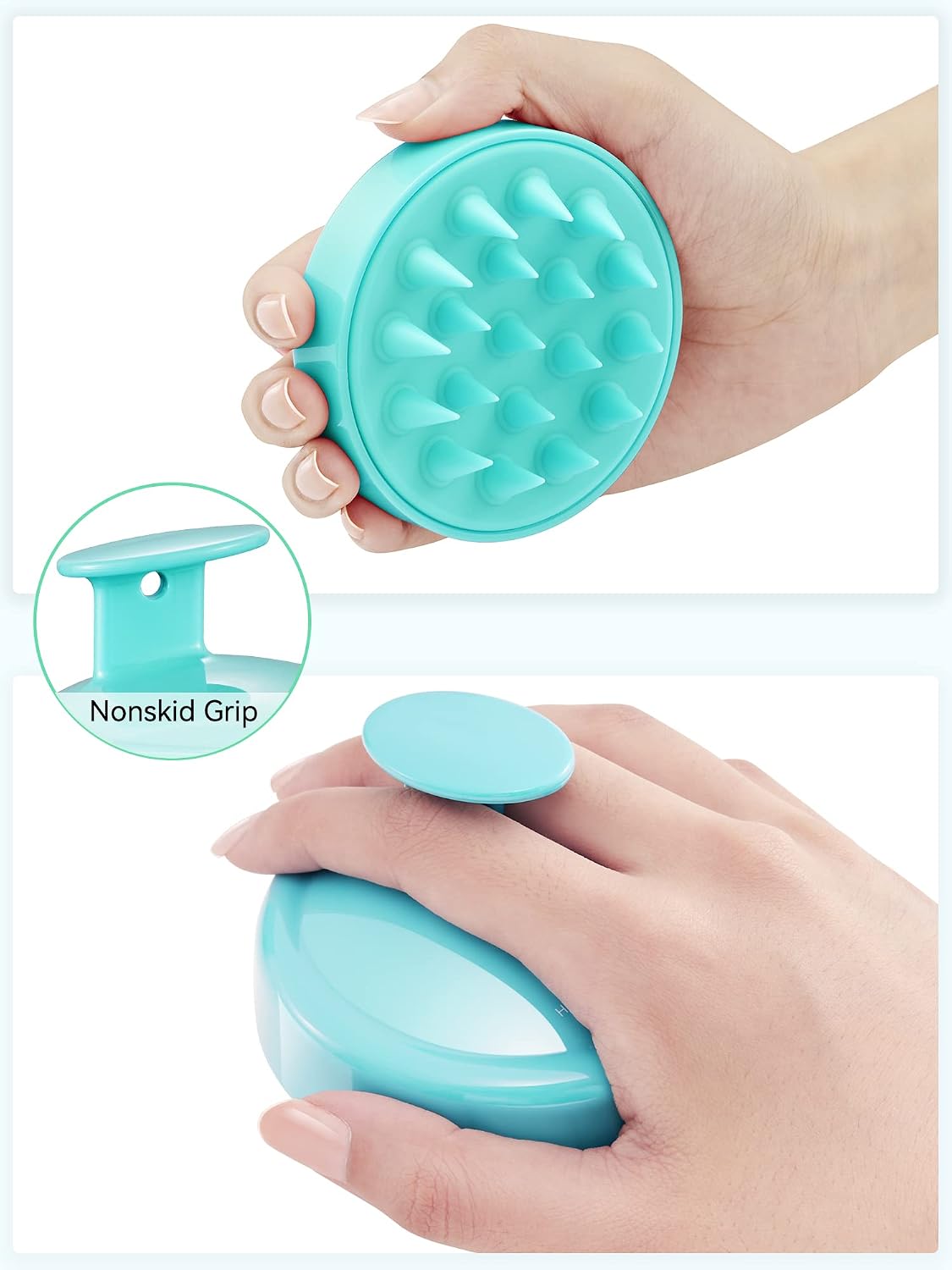 HEETA Scalp Massager Hair Growth, Soft Silicone Scalp Scrubber Shampoo Brush for Exfoliation, Dandruff Removal Head Massage Stress Relax, Wet & Dry Use for Thick Thin Curly Hair Care, Black