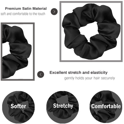 IVARYSS Satin Scrunchies for Women, Soft Than Silk for Hair, Fashion Ties and Bands for Thin | Thick Hair Styling, 16 Pack (Neutral Color)