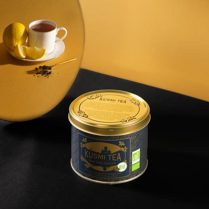 Kusmi Tea - Earl Grey Intense - Organic Earl Grey Black Tea - Features Bolder Bergamot & Tangy Lemon - Strong, Robust, Caffeinated Tea - Loose Leaves - Tin Box of 3.5 oz