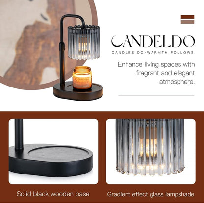 Candeldo Candle Warmer Lamp with Timer: Black Candle Warming Lamp Height Adjustable Wax Melt Warmer Dimmable Modern Farmhouse New Home Bedroom Decor Mothers Day Housewarming Gift for Women