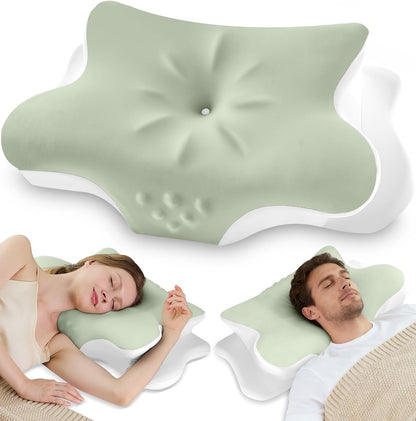Cervical Neck Pillow for Pain Relief – Ergonomic Memory Foam Pillow for Side Sleeper Contour Orthopedic Bed Pillow for Neck Support with Cooling Cover – Ideal Christmas Birthday Gift for Women Men