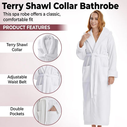 KAHAF COLLECTION Cotton Terry Robes for Women and Men, Terry Shawl Collar Bathrobe, ONE SIZE - UNISEX Men & Women Spa Robe