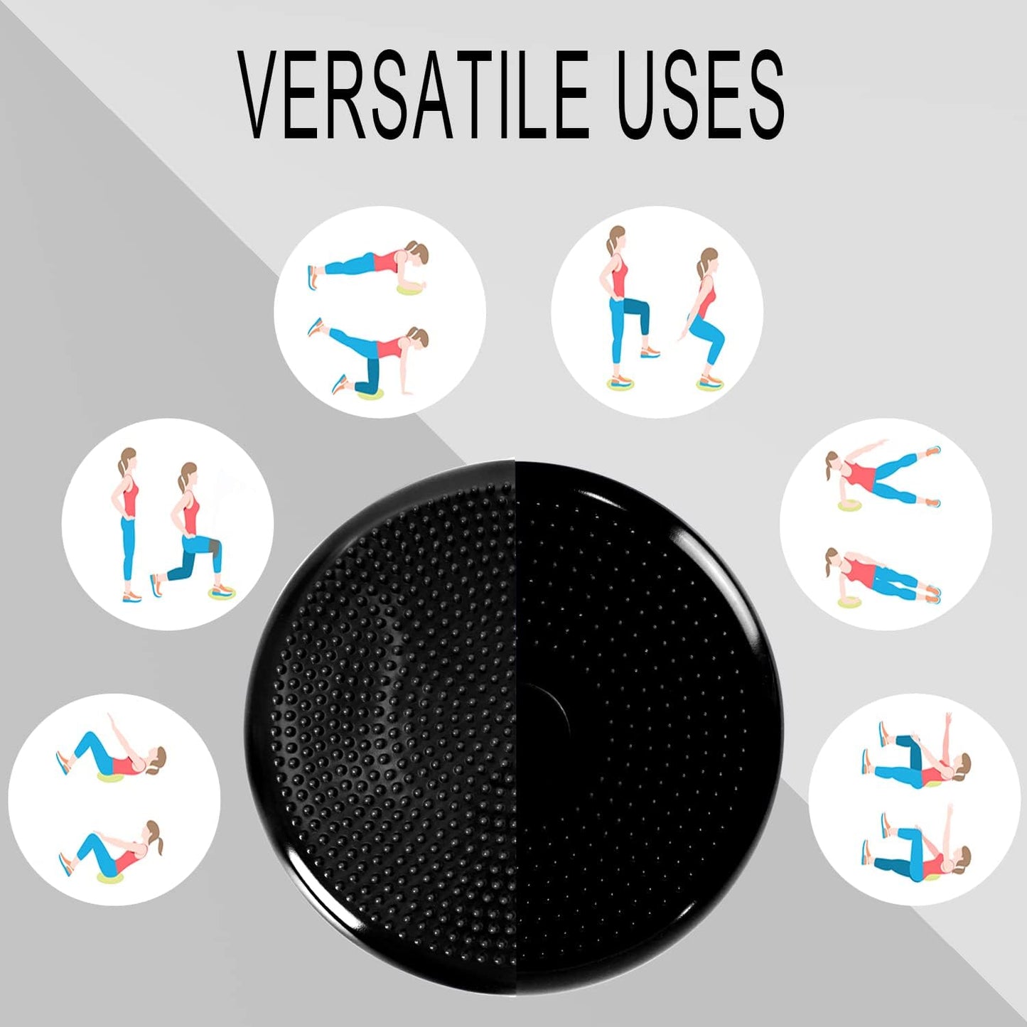 Wobble Cushion, Balance Disc, Wiggle Seat, Balance Pads for Physical Therapy, Stability Disc, Wobble Board for Dogs, Office, Sensory Kids, Classroom with Spiky Massage Ball