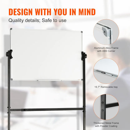 VEVOR Dry Erase Calendar for Wall, 36 x 24 Inches Whiteboard Calendar, Monthly Planner Magnetic Dry Erase Board, 1 Magnetic Erase & 2 Dry Erase Marker & Movable Tray for Restaurant Office Home School