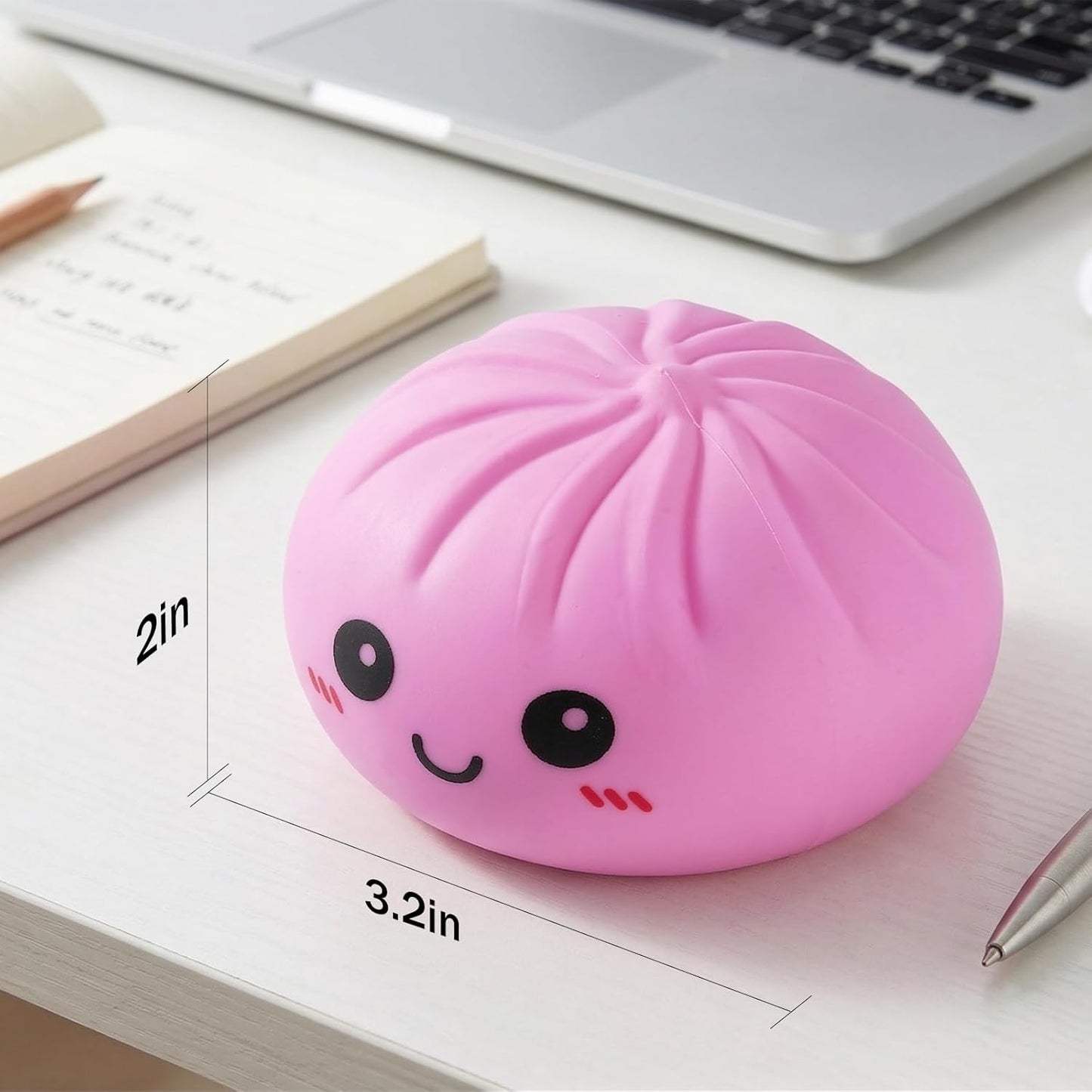 Dumpling Squishies, Giant Dumpling Mystery Box, Colorful Dumplings Stress Balls Fidget Sensory Toy, Stocking Stuffers with Food Steamer Stretchy Desk Toys (Pink)