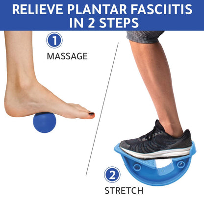 Lumia Wellness Foot Rocker with Massage Ball - Calf Stretcher for Plantar Fasciitis, Achilles Tendonitis, Shin Splints, Heel, Feet Pain Relief - Ankle Wedge Stretches Strained Leg Muscle